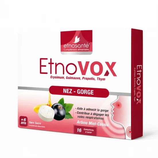 ETNOVOX MAUX DE NEZ - GORGE MIEL CASSIS 16 COMPRIMES pour Accueil