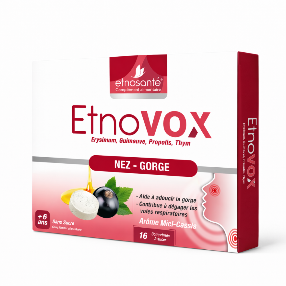 ETNOVOX MAUX DE NEZ - GORGE MIEL CASSIS 16 COMPRIMES pour Accueil