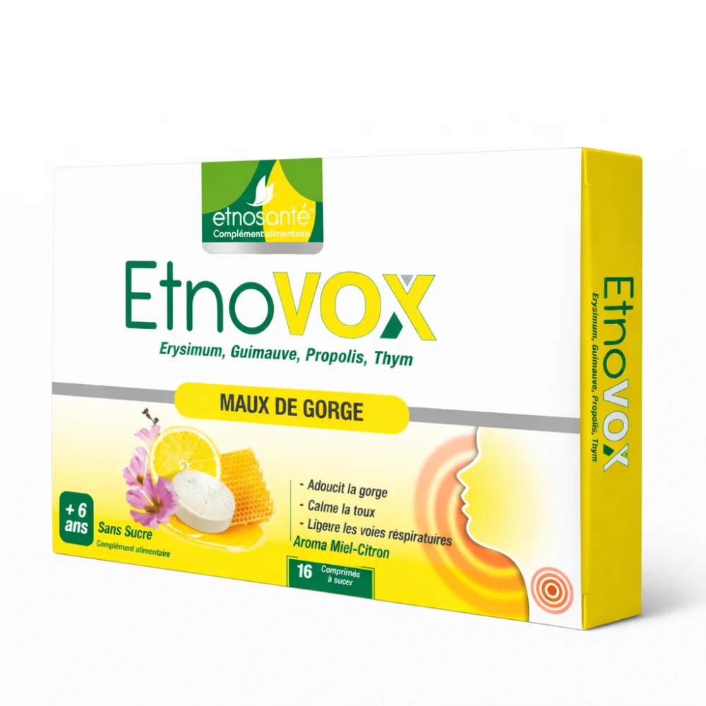 ETNOSANTE - ETNOVOX MIEL CITRON 16 COMPRIMES