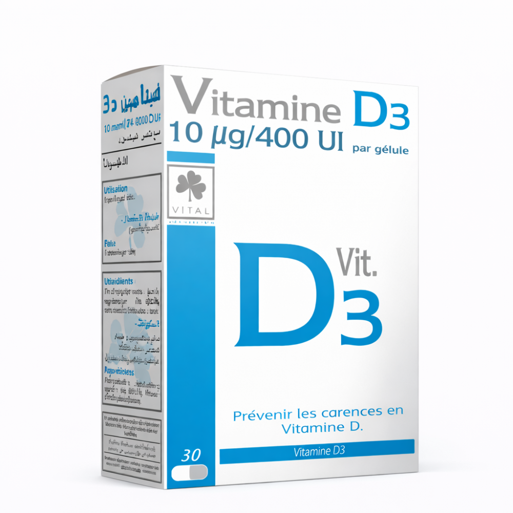 VITAL VITAMINE D3 30 GELULES pour Compléments Alimentaires
