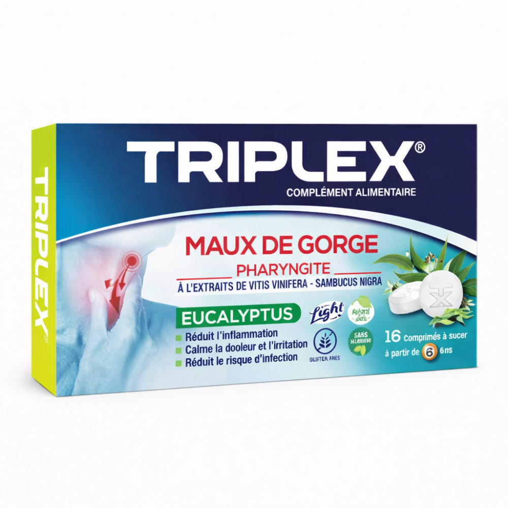 TRIPLEX - MAUX DE GORGE EUCALYPTUS 16 COMPRIMES