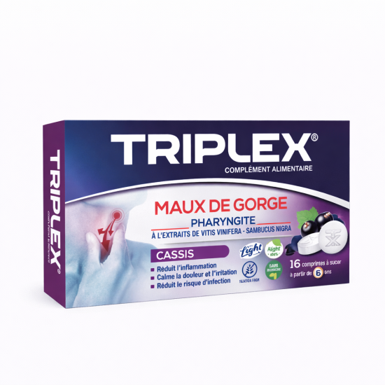 TRIPLEX MAUX DE GORGE 16 COMPRIMÉS CASSIS pour Nos Promotions