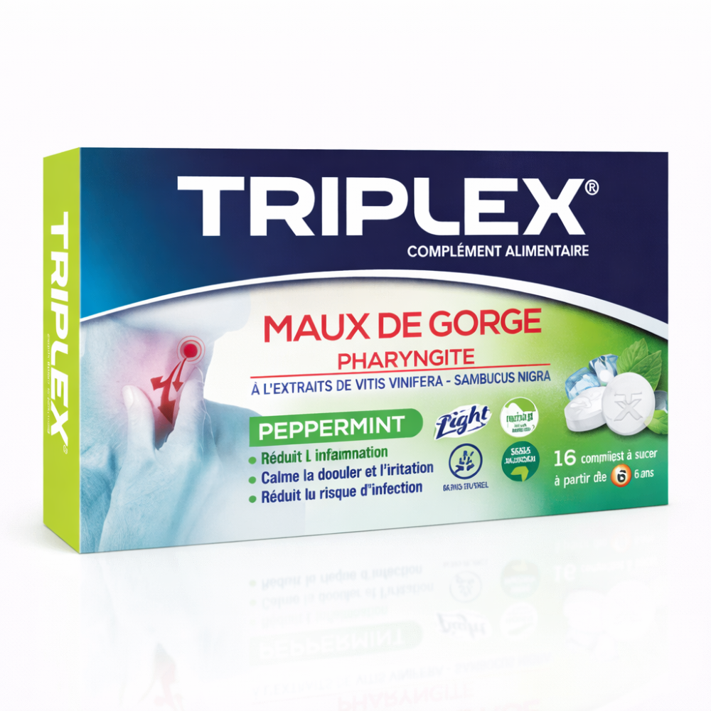 TRIPLEX MAUX DE GORGE PEPPERMINT 16 COMPRIMES pour Femmes