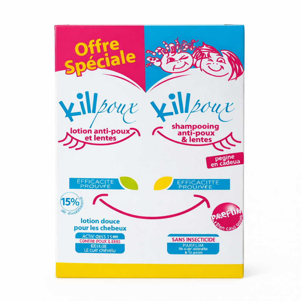 KILLPOUX COFFRET LOTION + SHAMPOOING ANTI POUX ET LENTES