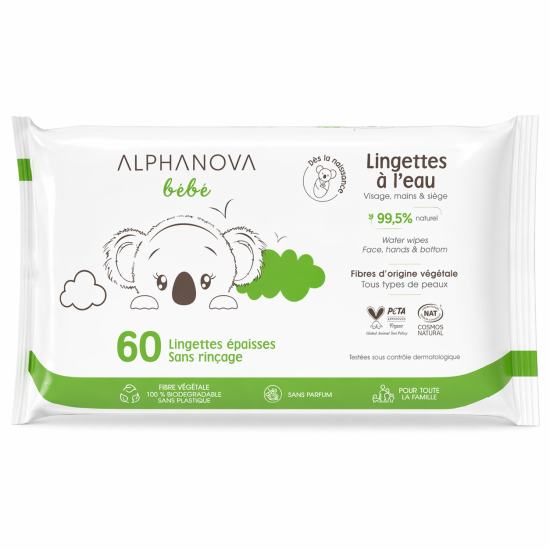 ALPHANOVA - LINGETTES NETTOYANTES A L'HUILE D'AMANDE DOUCE BIO 60PI...