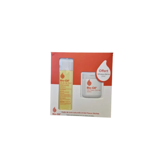 BIO-OIL COFFRET HUILE DE SOIN NATURELLE 200ML +GEL PEAUX SECHES OFFERTE