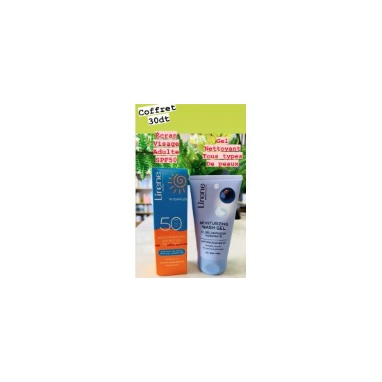 COFFRET LIRENE ECRAN VISAGE + GEL NETTOYANT TOUS TYPES DE PEAUX