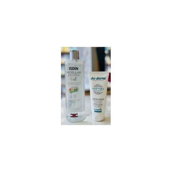PACK ISDIN SOLUTION MICELLAIRE 500ML + DA-DERM VISAGE CREME HYDRATENT GRATUIT