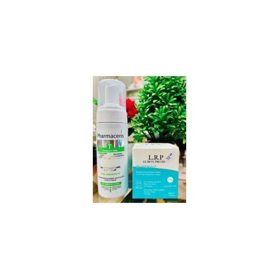 coffret pharmaceris mousse nettoyante peaux grasses zone T + lrp crème hydratente b3