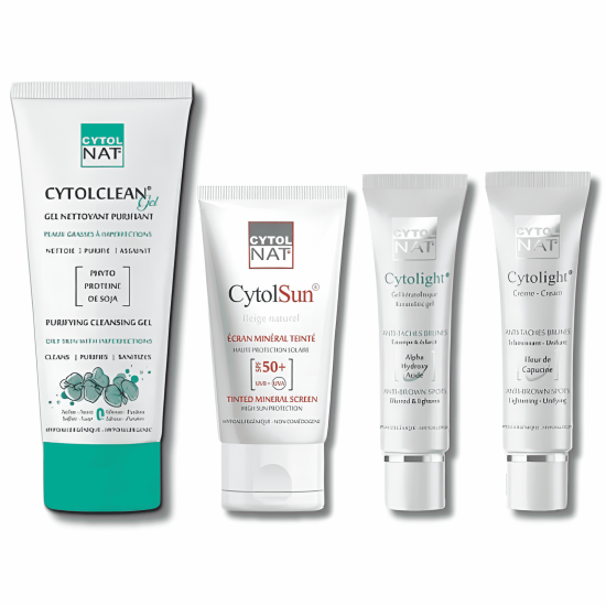 CYTOLNAT PACK : NETTOYANT PURIFIANT + ECRAN TEINTE BEIGE NATUREL + GEL ANTI TACHES + CREME ANTI TACHES
