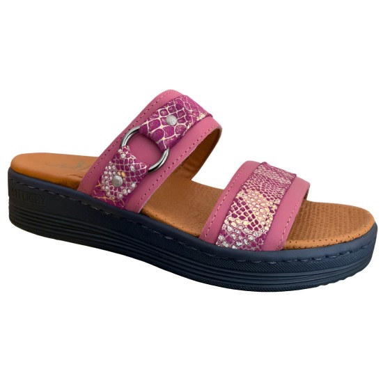 STI LIGHT CLAQUETTES ORTHOPEDIQUES ROSES EFFET CROCCO