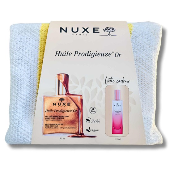 NUXE HUILE PRODIGIEUSE OR 50ML+ PARFUM FLORAL 15ML ET TROUSSE OFFERTS