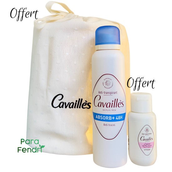 ROGÈS CAVAILLÈS DÉODORANT SPRAY ABSROB+ 150 ML + GEL INTIME EXTRA DOUX 50 ML ET BOURSE OFFERTS