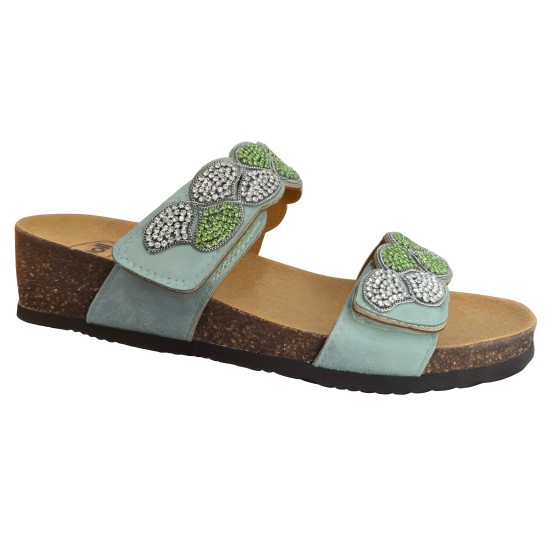SCHOLL CLAQUETTES ORTHOPEDIQUES VERTS D'EAU FEMME