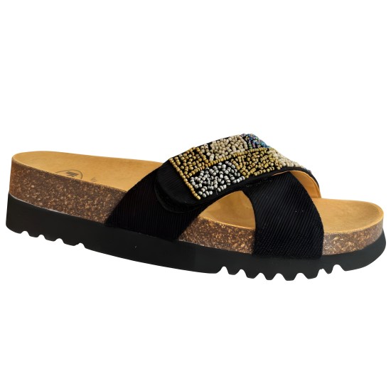 SCHOLL CLAQUETTES ORTHOPEDIQUES CROISEES (SCRATCH) AVEC CRISTAUX POUR FEMME