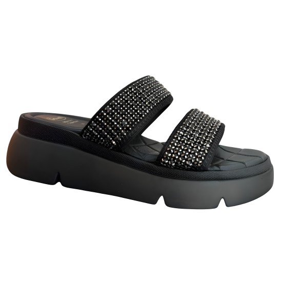 SCHOLL CLAQUETTES ORTHOPEDIQUES NOIRES AVEC CRISTAUX FEMME