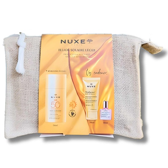 NUXE TROUSSE FLUIDE SOLAIRE LEGER SPF50 + PRODIGIEUX HUILE DE DOUCHE 30ML ET HUILE FLORALE 10ML OFFERTS