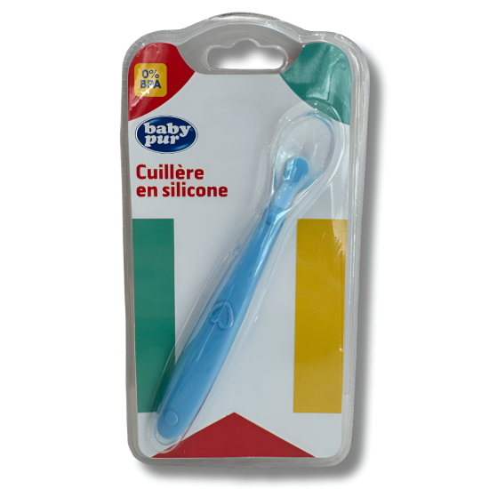 BABY PUR CUILLERE EN SILICONE BLEU