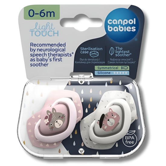 CANPOL BABIES LOT DE 2 SUCETTES UNIVERSELLE 0-6MOIS BONJOUR PARIS ROSE 22/647