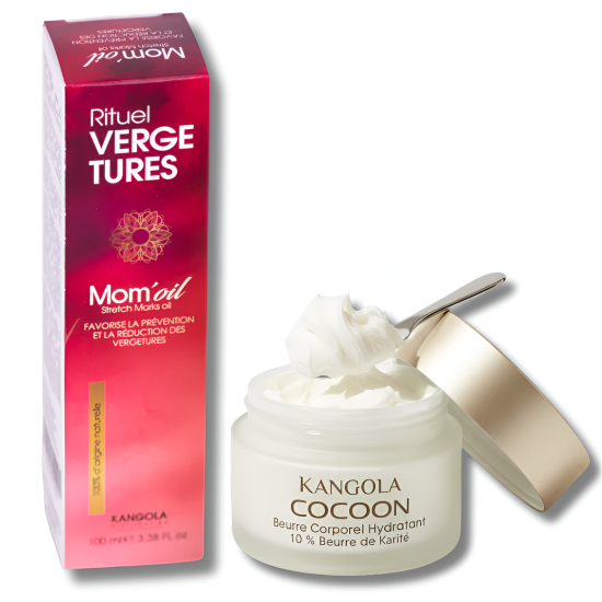 KANGOLA HUILE DE VERGETURES MOM OIL 100ML + COCOON BEURRE CORPOREL HYDRATANT 100G