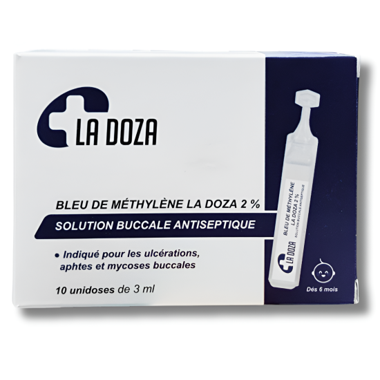 LA DOZA SOLUTION BUCCALE ANTISEPTIQUE 2% BLEU DE METHYLENE 3ML X 10 UNIDOSES