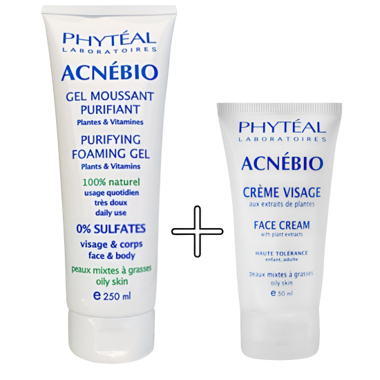 PHYTEAL ACNEBIO PACK : GEL NETTOYANT 250ML + CREME HYDTRATANTE 50ML