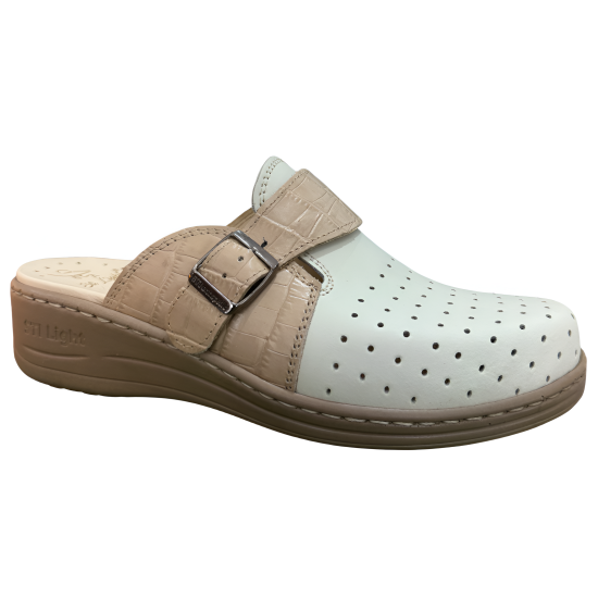 STI LIGHT SABOTS ORTHOPEDIQUES BEIGE PERFORÉS DÉTAILS EN CROCCO FEMME