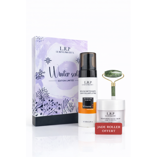 LRP COFFRET MOUSSE NETTOYANTE VITAMINE C + CREME HYDRATANTE ECLAIRCISSANTE SPF20 + JADE ROLLER OFFERT