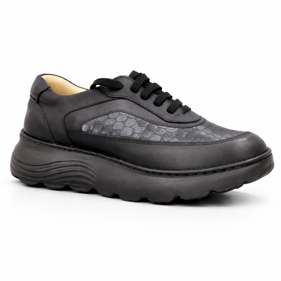 STI LIGHT CHAUSSURES ORTHOPEDIQUES NOIR AVEC DETAILS CROCO FEMME