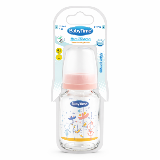 BABYTIME BIBERON EN VERRE 0-6MOIS 125ML BT074